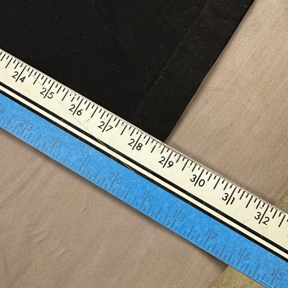 Haggar Generations Mens Black Pleated Chino Pants 42x30 Elastic Waist Cotton